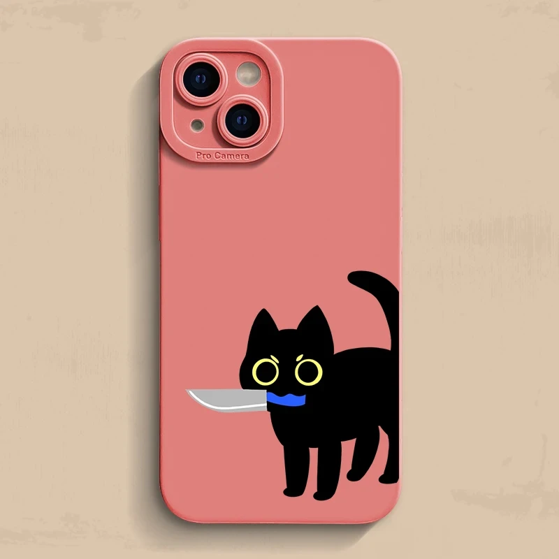 Creative Funny Cat Telefon Pase pre iPhone 14 13 12 11 15 Pro Max Case Funda Funda iPhone 11 Case Mini XS XR 7 8 Plus SE Bumper Cover