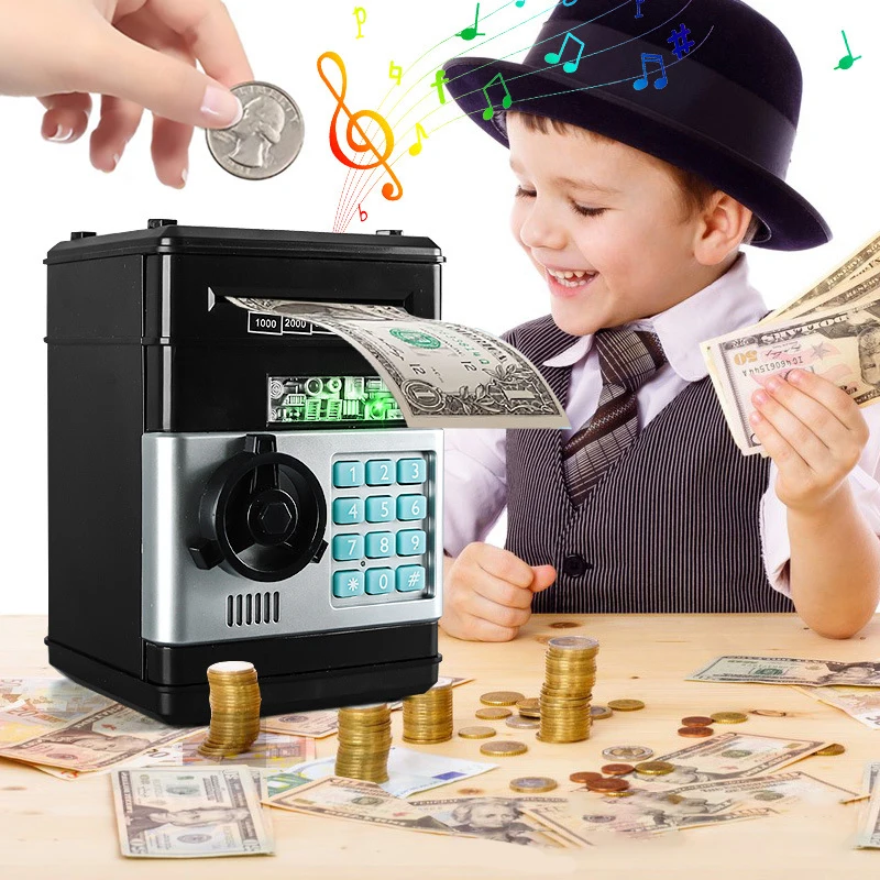 Creative Piggy Bank Automatické mini bezpečné mince Cash Seting Poney Box Heslo Counter Code Kľúč Zamknutá minca banka ATM Darček darček