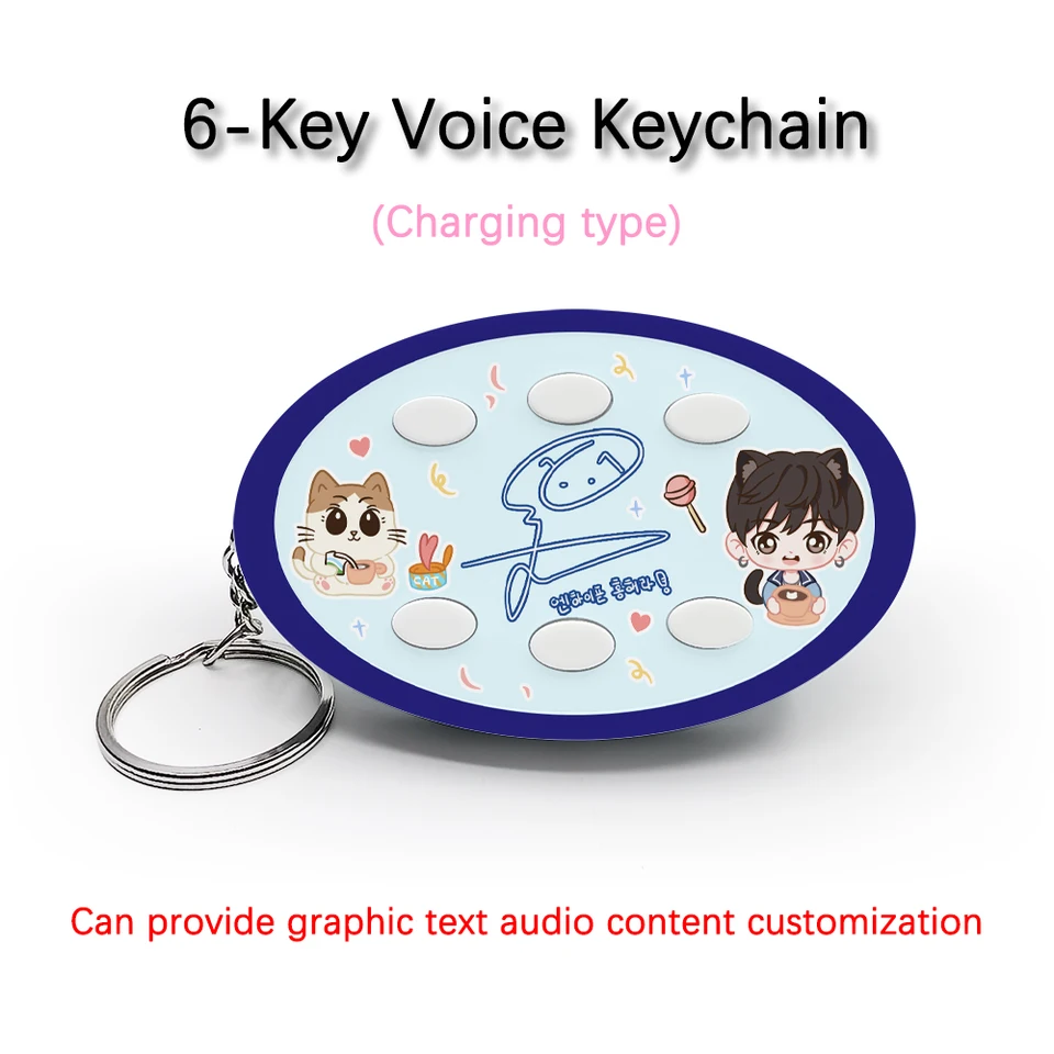 Creative Voice Keyring pre člena tímu EndYpen Yang Jungwon 6-key Audio / Picture Custom Nabíjateľný typ kľúča Darček