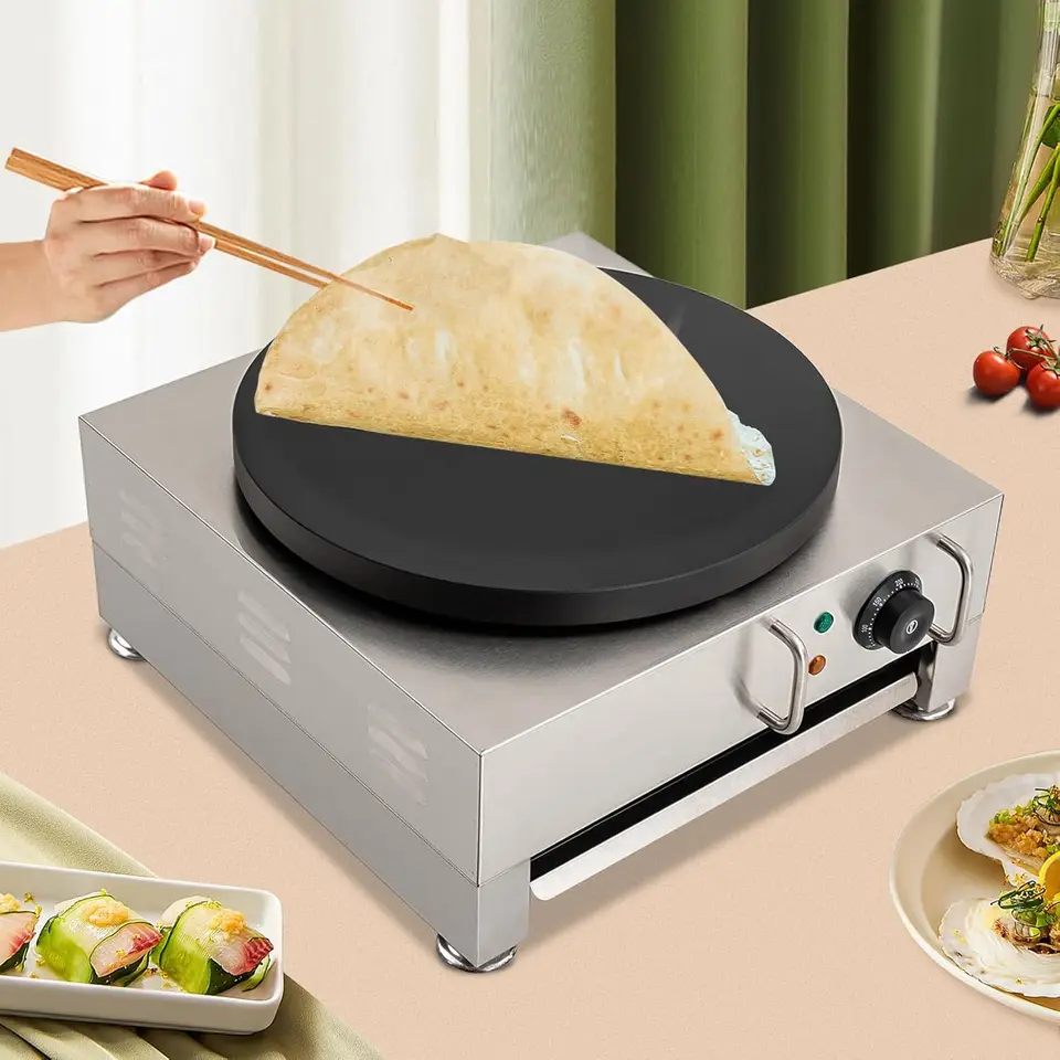 Crepe Maker 16-palcový výrobca palaciniek na pečenie stroj Round Crepes Rolddle pre reštaurácie dezertné obchody s občerstvením, nelepivé kabáty