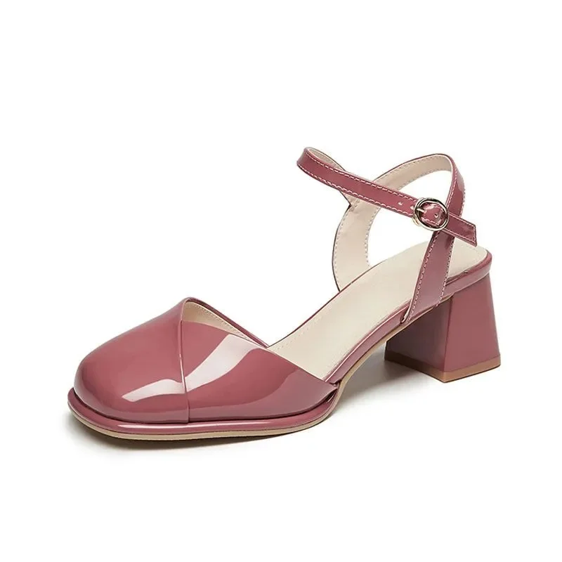 Cresfix Zapatos de Mujer Ženy roztomilé okrúhle prst ružovej spopnížky Square Shoes Päty Sexy Party Party Club päty päty A1492