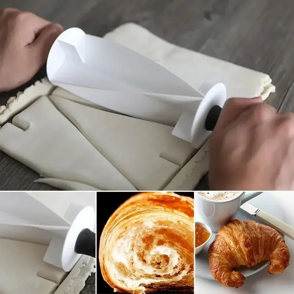 Croissant chleba nožom Cutter Cutter Chrese Slicer Nepreckový stroj na pečivo s rukovlnou kľučkou plastová kuchynská forma