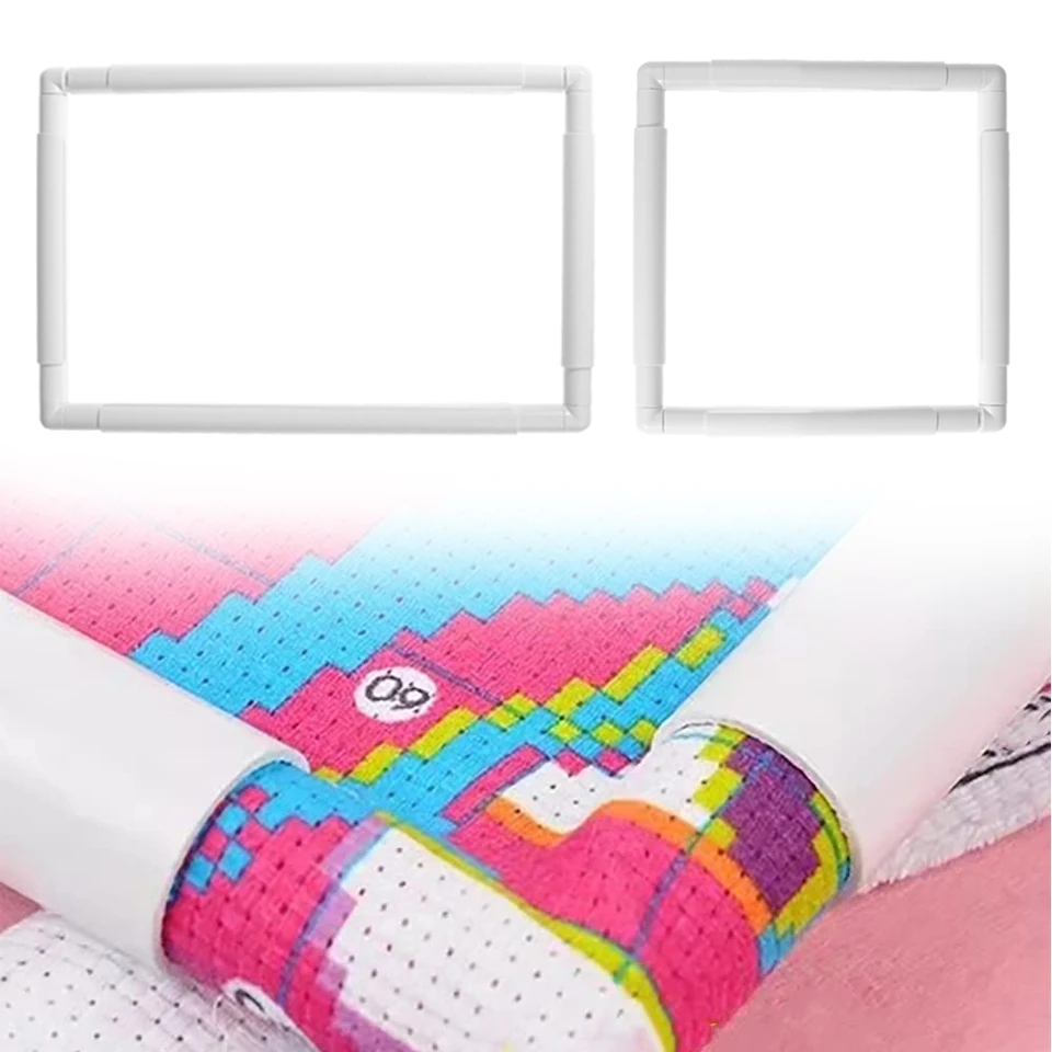 Cross Stitch Hoops Rámy plastový obdĺžnikový krížový steh obruč biely snímač vyšíva