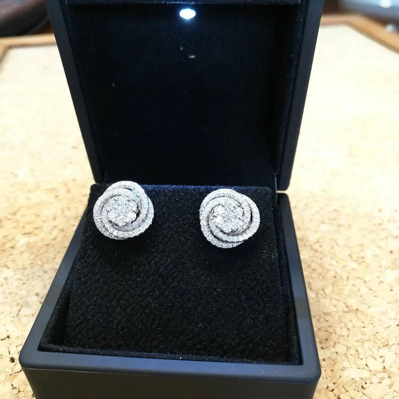 Cross Stud Lab Lab Diamond 925 Sterling strieborné šperky zásnubné svadobné náušnice pre ženy svadobné narodeniny Bijou
