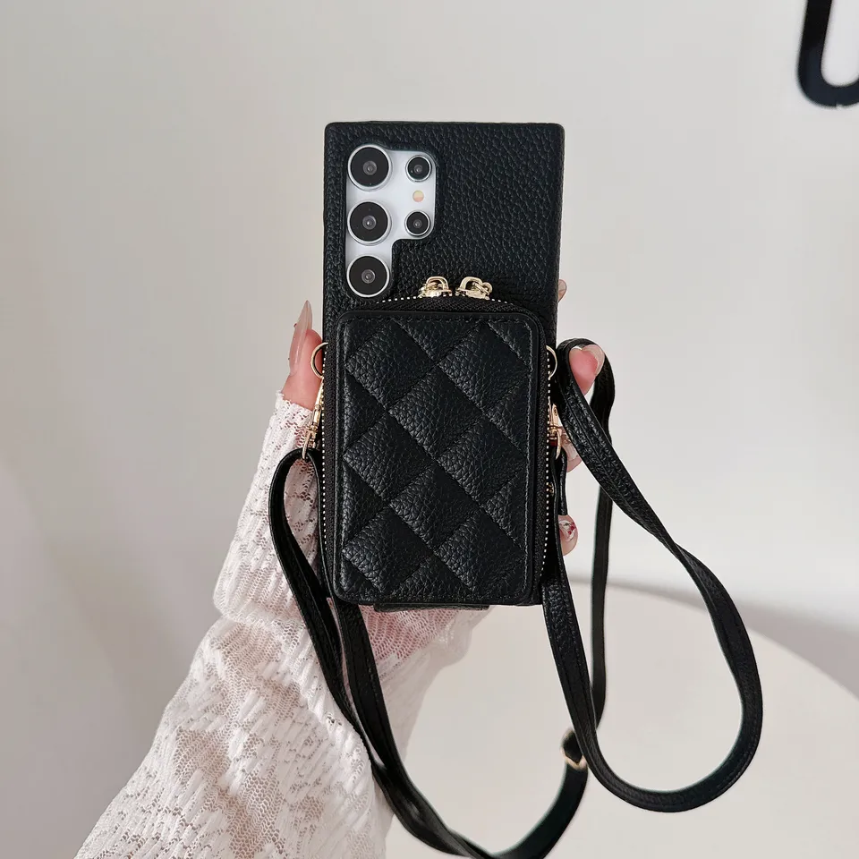 Crossboby Zipper Cover Case pre Samsung Galaxy S24 S22 Ultra plus S23 Fe A05S A05 A15 A25 A35 A55 A24 A34 A54 s držiteľom kariet