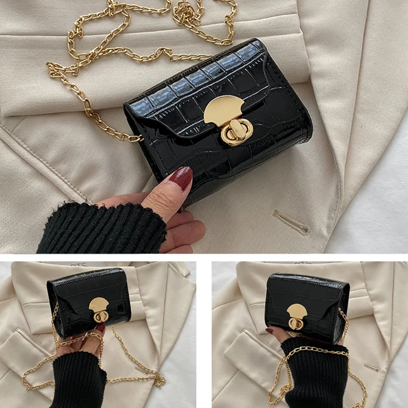 Crossbody Bag Pu Korean Style Fashion Girl Coin Coin Solid Color Castle Cast Small Square Bag Mini kabelka