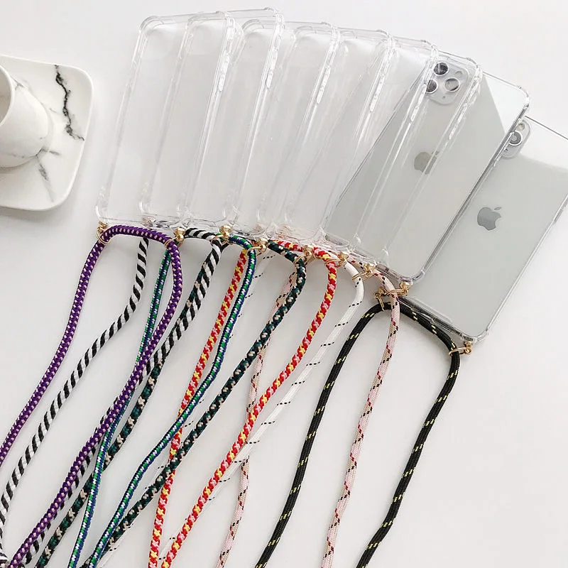 Crossbody Lanyard Crck Peke reťazca Cast Reaf Telefón pre Vivo Y21 Y33S Y70 Y20 Y11 Y17 V21 V23 5G TRANSPArent Soft Cover Funda Funda