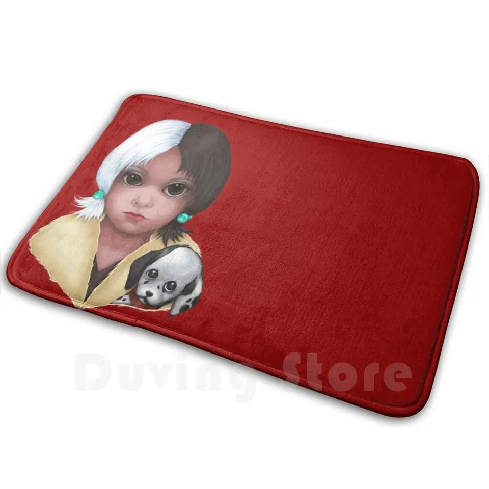 Cruella (Bitty Baddies) Mäkký nekĺzavý kobercový koberec Cushion Cruella darebák baddie zlý chlapík Big Eyes Margaret Keane