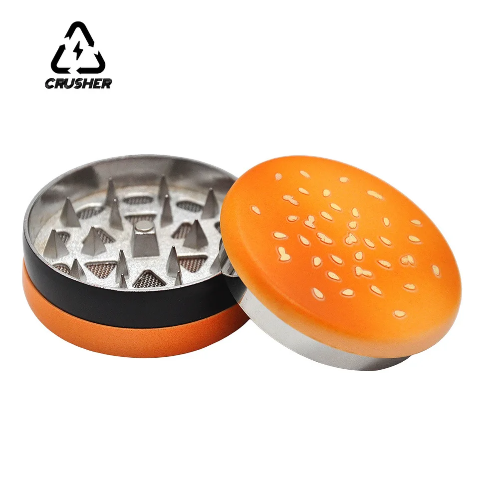 Crusher hamburger cigaretový mlyn mlynček 3 vrstvy tabakových byliniek priemer 55 mm bylinný drvič na fajčenie doplnkov