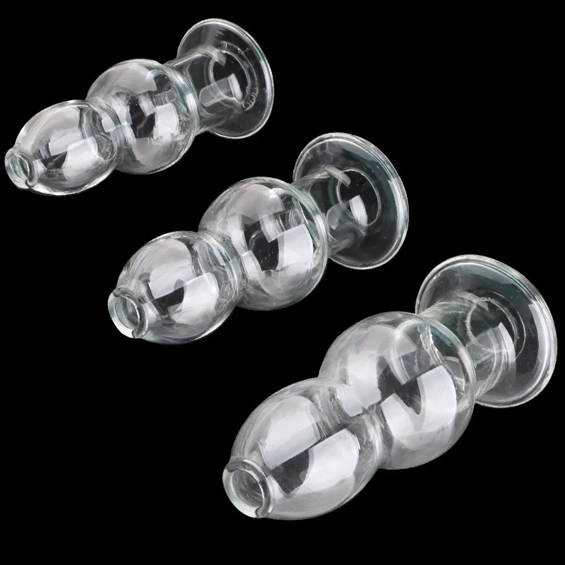 Crystal Anus Hollow Gourd Anal Plug Erotic Hračky Prenosné análne čistenie konečník umývanie bidet sklenený zadok plug pre dospelé sexuálne výrobky