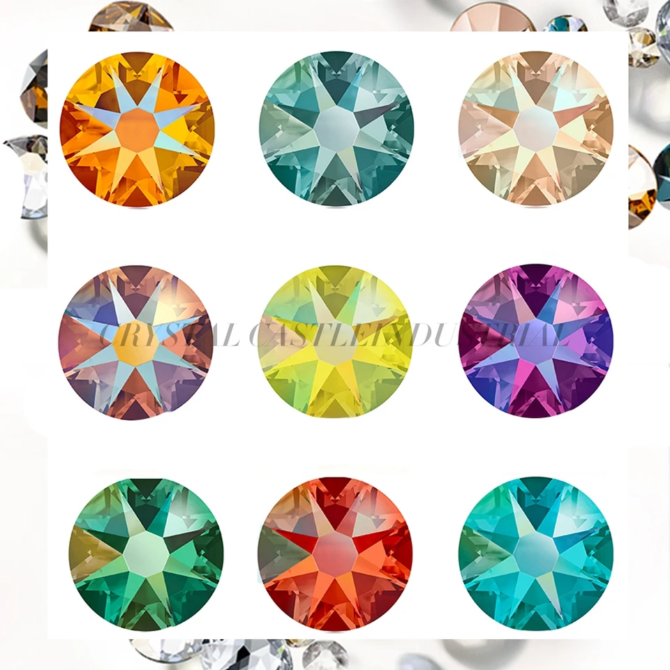 Crystal Castle 6a Hot Fix Stones iskrik AB hotfix Stras Stras Flatback Gemstones DIY 3D na nechty sklenené kamienky