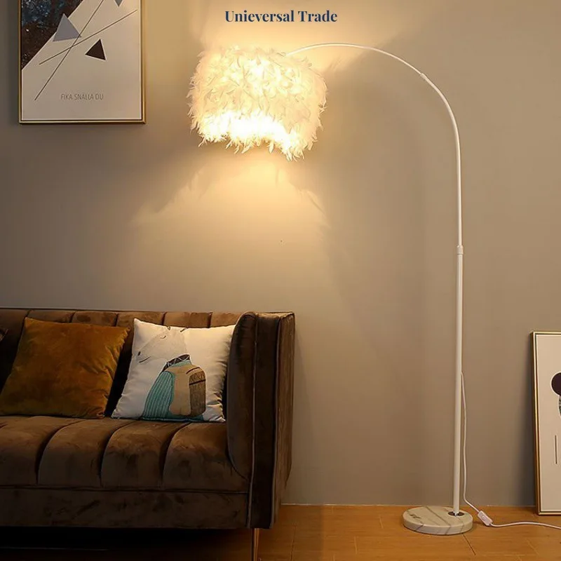 Crystal Feather White Vertikálne poschodie, obývacia izba, štúdium, spálňa, nočná poschodová lampa