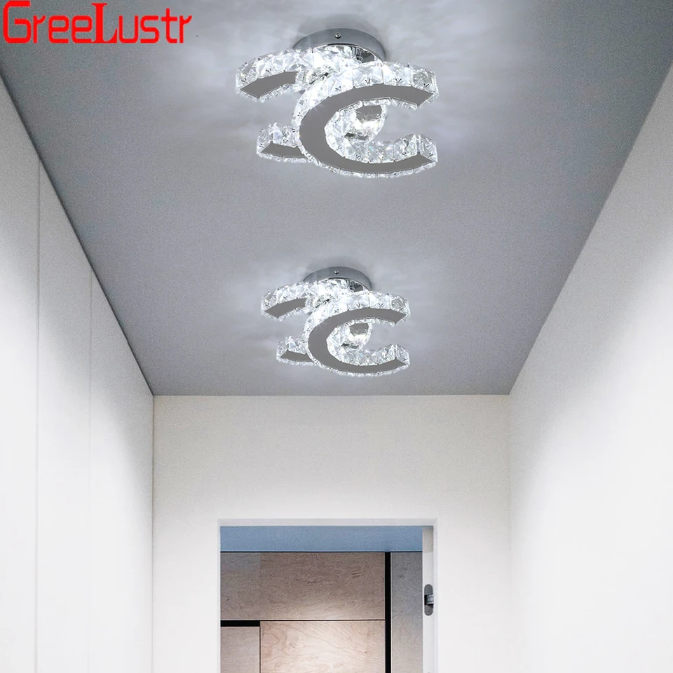 Crystal LED stropné žiarovky uličky Vnútorné osvetlenie Nordické koridor schody Spálňa stropné žiarovky moderné lustre domov