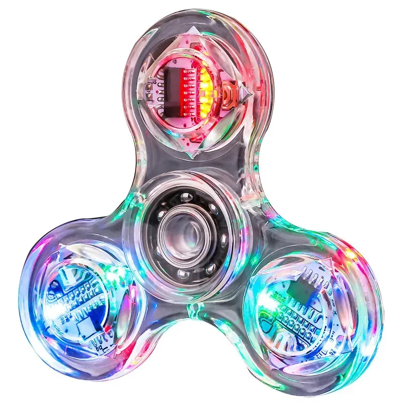 Crystal Luminou LED LIGH FIDGET Spinner Ručné spinnery žiaria v tmavom EDC Stres Relief Hračky Kinetický gyroskop pre deti
