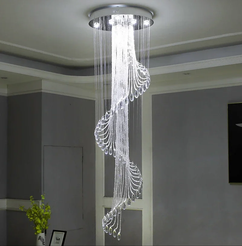 Crystal Room Lights Spiral K9 K9 Crystal Schodisko lustre Európske moderné kreatívne LED LED LESS LICH LAMP HOTEL VILLA Villa veľké svetlá