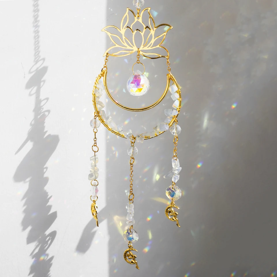 Crystal Suncatcher Moon Lotus Angel Angel Decor Dekora
