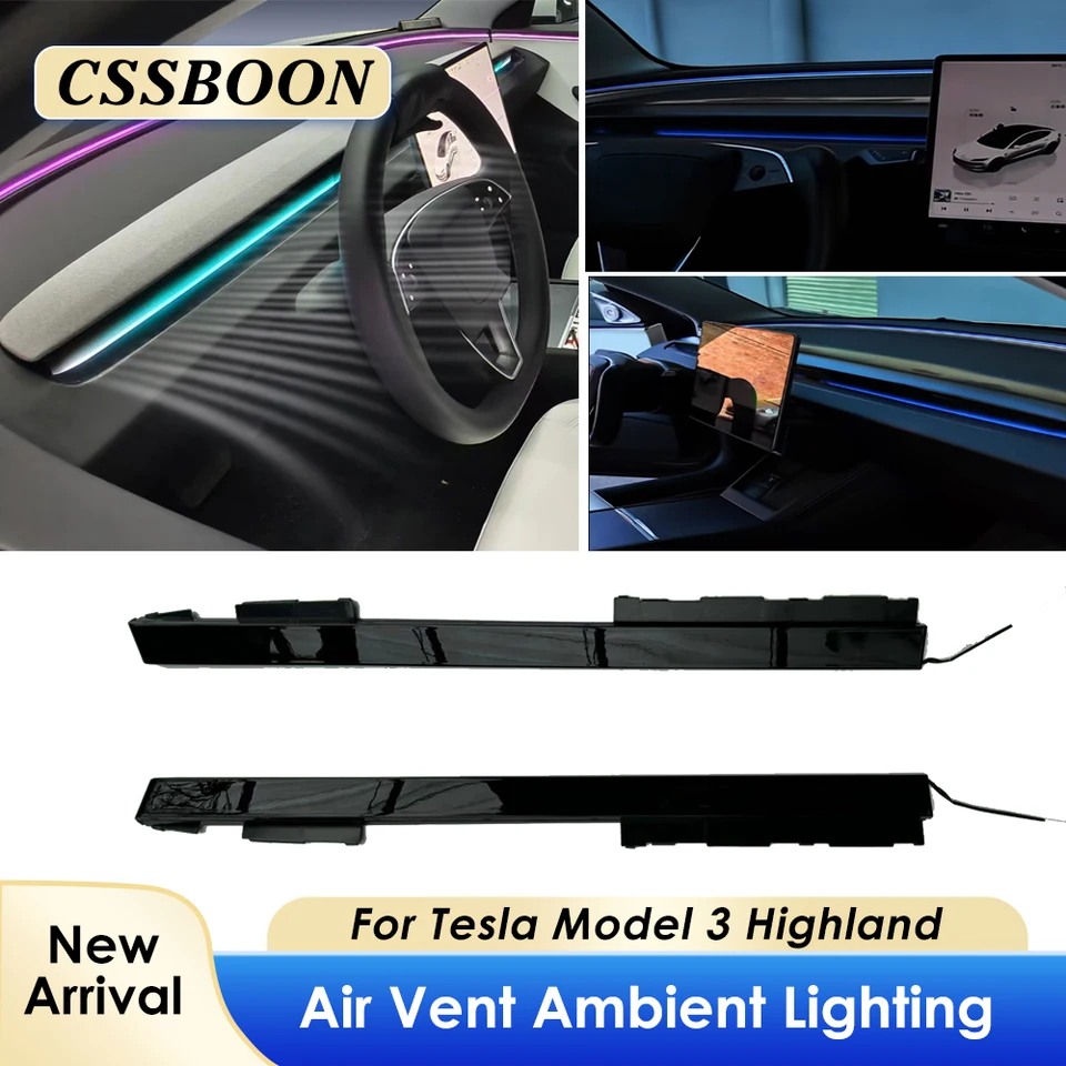 CSSBOON CAR ACONSKÉ LIGHT LED LED Interiérové ​​ovládanie aplikácie pre Tesla Model 3 Highland Atmosféra Lamp Hudba Rhythm RGB Brighten Light