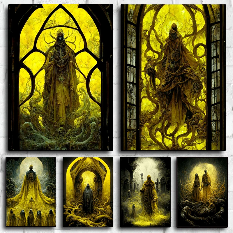 Cthulhu Myth Kráľ žltého oblečenia Hastur plagát Lovecraft Horror Canvas maľba nástenné výtlačky Obrázok