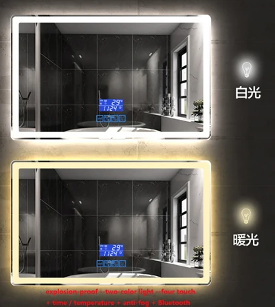 CTL305 nástenné LED kúpeľňové zrkadlo inteligentné HD kúpeľné zrkadlo Proof Proti-Fog Mirror Biele/teplé svetlo 110V/220V