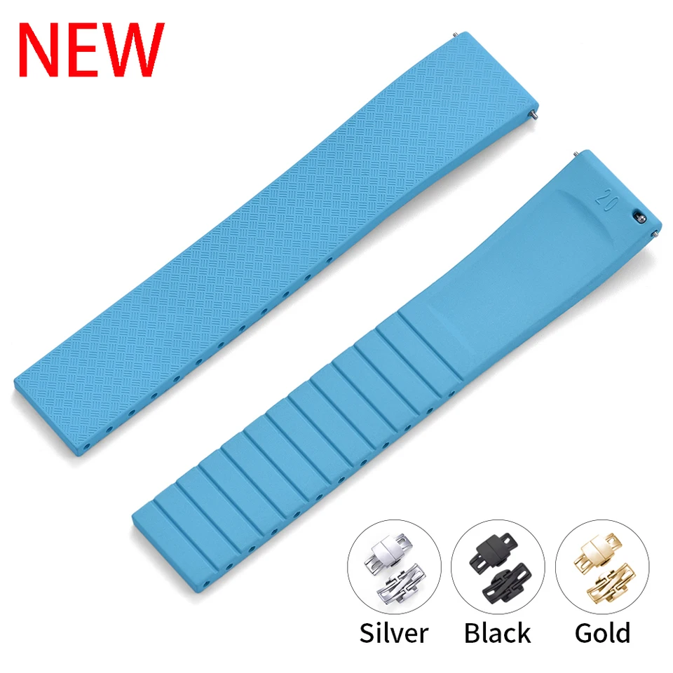 CTS Fluororubber hodinky remienok 18 mm 19 mm 20 mm 22 mm rýchle uvoľňovanie Butterfly Buckle Nové hodinky FKM Watch pásmo pre rezy do veľkosti