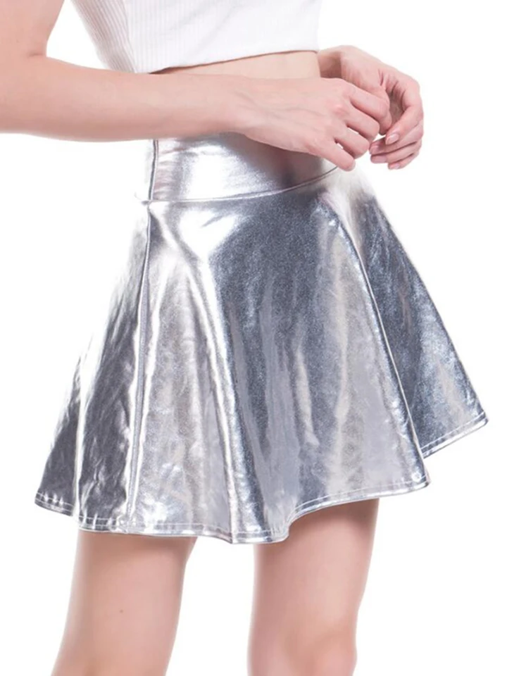 Cuhakci korčuliar skladaný sukňu sukňou s vysokým pásom večierok Party Casual Mini Gold Female Silver Black Clubwear Dance