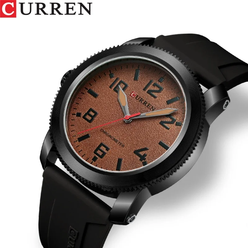 Curren 8454 Pánske Quartz Watch Watch Sports Silikone Strap Witerproof Outdoor Casual Watches for Men Fashion Clock Simple náramkové hodinky