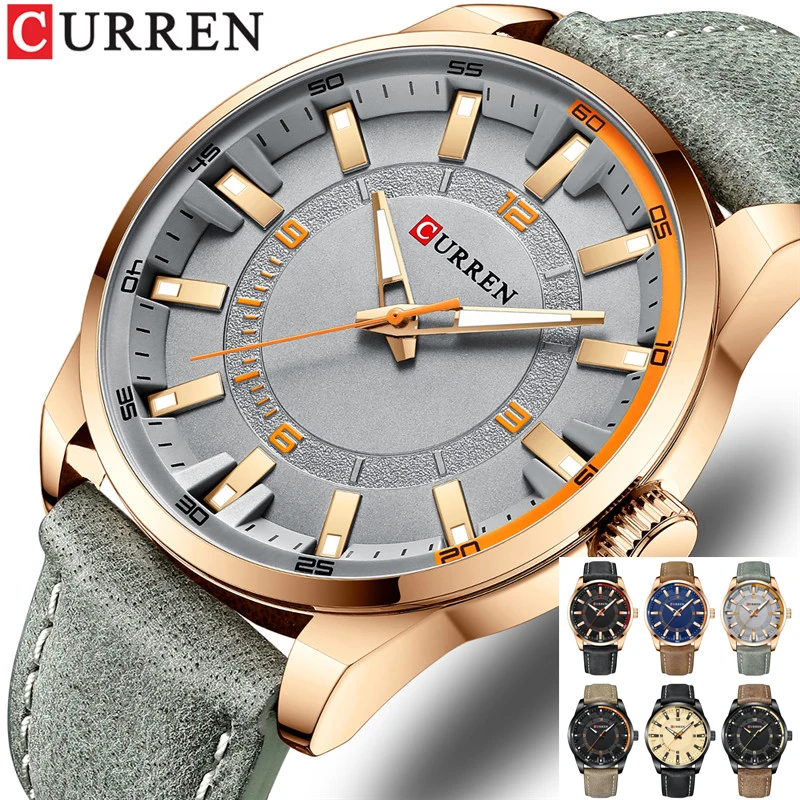 Curren Sport Classic Men sledujú špičkovú luxusnú značku Originálne vojenské mužské hodiny Originálne kožené športové kremeň Nový náramok 8390