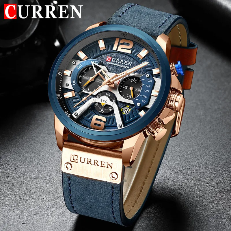 Curren Sport Watch Men Top Brand Luxury Quartz Chronograph Military Business Wristwatch Witerproof Original Male Clock Darček 8329