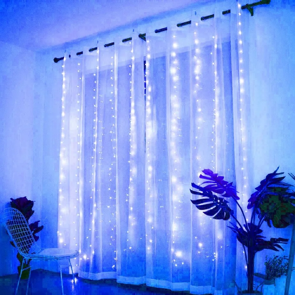 Curtain Garland Led String Lights Festival Decorácie 8 režimov USB Svadobné svetlá sviatkov pre diaľkové ovládanie pre spálňu domov