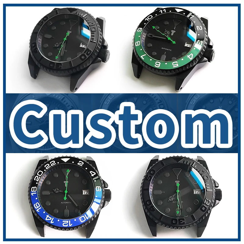 Custom 3'o Clock Samurai Watch Case Set z nehrdzavejúcej ocele Matte pre skx007/009 SRPD NH35 NH36 4R35 4R36 MOUNTION MOD MOD Part