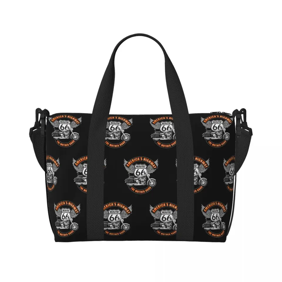 Custom Americas Highway Traces 66 Grocery Tote nákupné tašky Ženy Veľká kapacita USA Diaľnica Motorbike Gym Plážové tašky