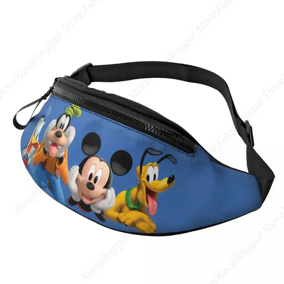 Custom Casual Donald Duck Fanny Pack pre cyklistické kempingy Men ženy Mickey Mouse Crossbody Bag Phone Peniaze na puzdro