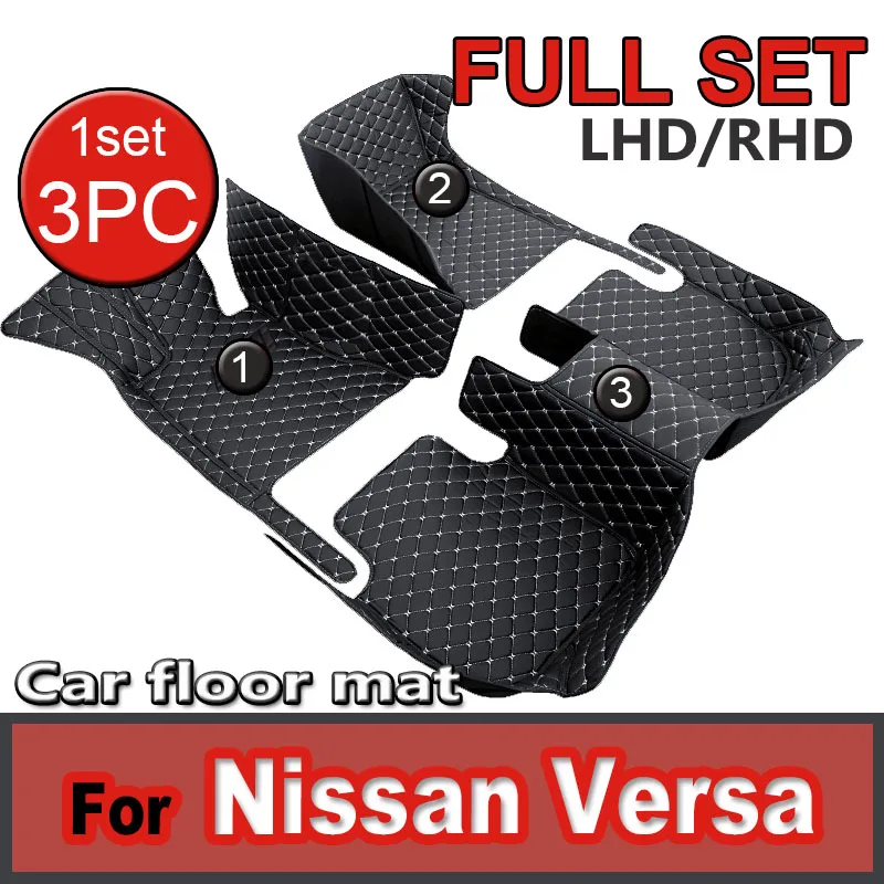 Custom for Nissan Versa Note 2007 ~ 2018 E12 podlahové podlahy auto podlahové rohože anti špinavé odolné kožené kožené chrániče kobercov