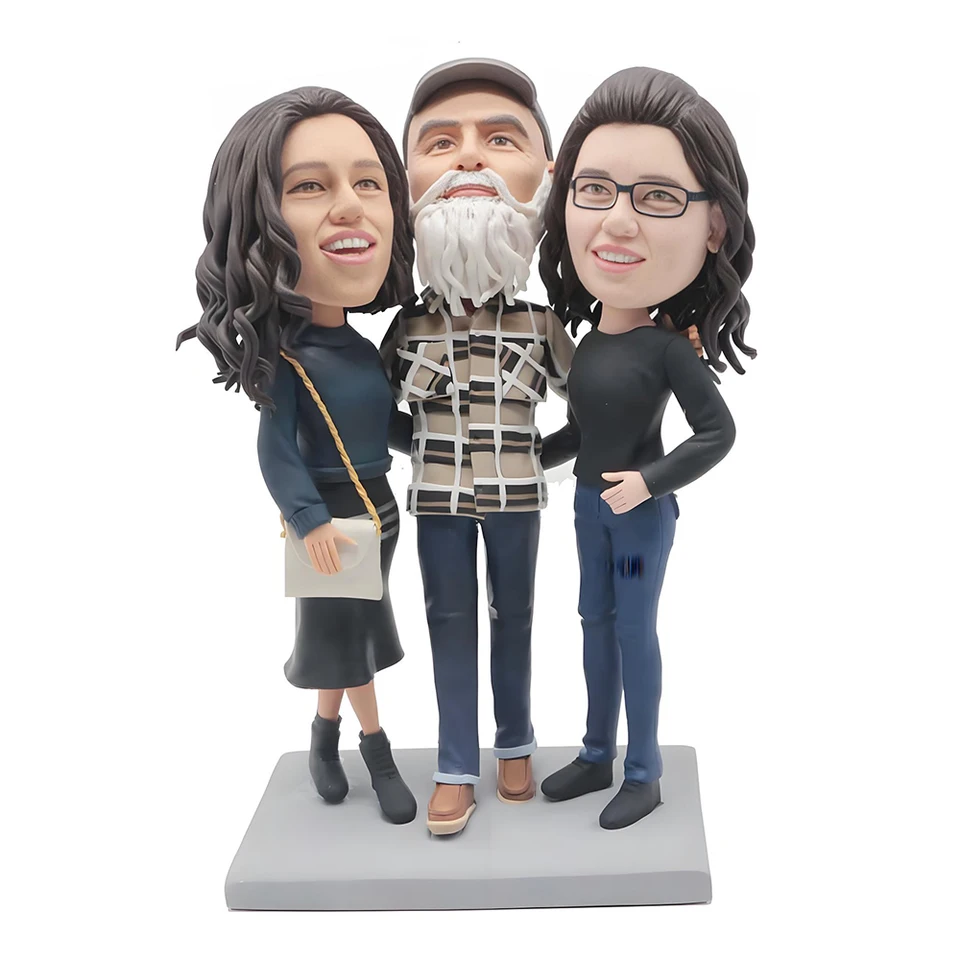 Custom Group Bobblehead Figurine, 3 osoby rodinný portrét, ručne vyrábané osobné zbierky, domáca dekorácia z vašej fotografie