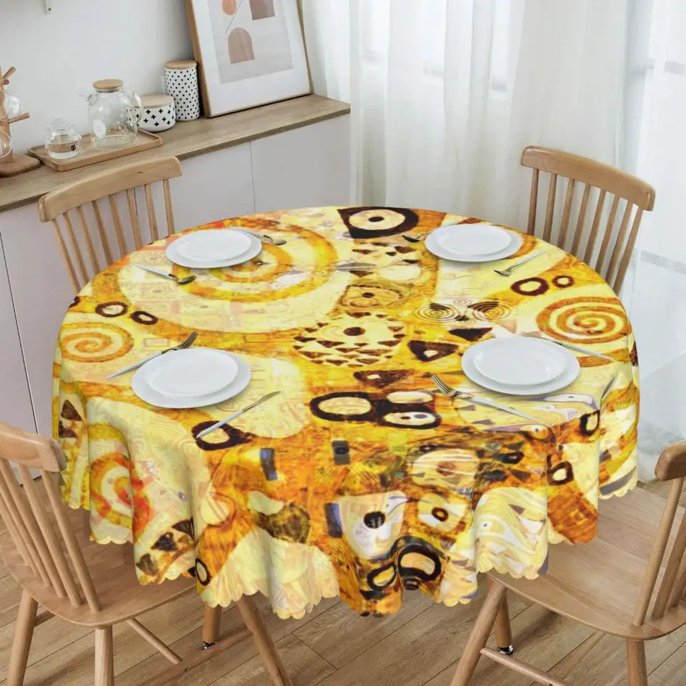 Custom Gustav Klimt Tree of Life obrusy okrúhle oleji odolný voči rakúsky symbolista maliarsky tkantný kryt pre večierok 60 palcov