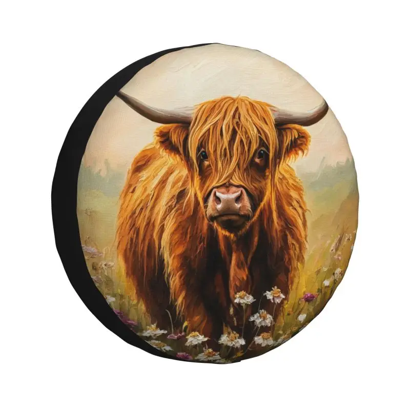 Custom Highland Cow and Flower Surface Wheel Cover pre Jeep Pajero 4WD Trailer Protector Pneulektor 14 