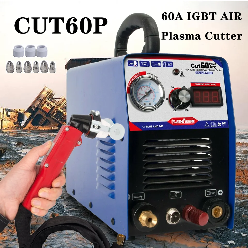 Cut60p CNC non-HF Pilot Arc 60amps DC 110/220V IgBT Air Plazma Cutter Cutter Cutting Stroj 18 mm čistiaci rerez