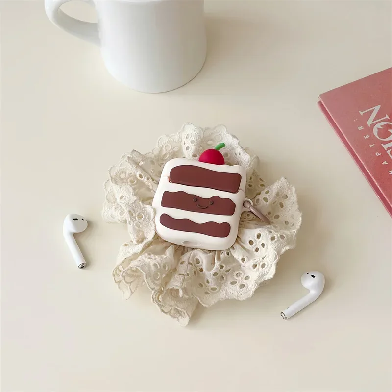 Cute Cherry Cake puzdro pre AirPods 4 AirPod 1 2 3 Pro Pro2 Bluetooth Earbuds nabíjacie krabičky Ochranný kryt slúžky na slúchadlá