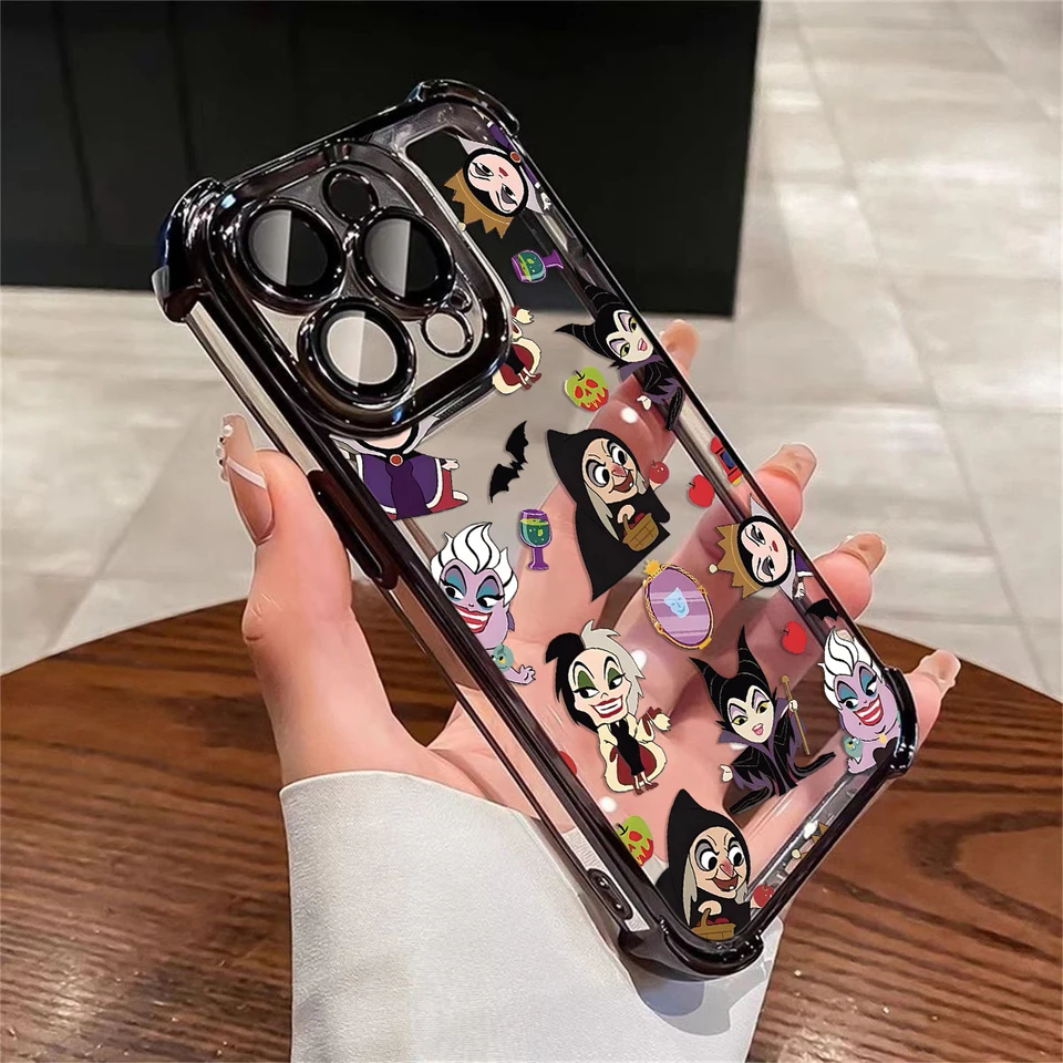 Cute Evils Queens Disneys Disneys Princess Telefon Case pre iPhone 16 15 14 13 12 11 Pro Max xr xsmax plus nárazový priehľadný brnenie kryt