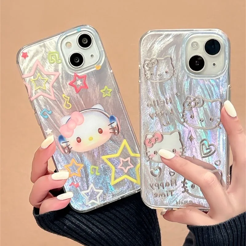 Cute Fashion Hello Kitty Pase pre puzdro pre Samsung Galaxy S24 S23 Ultra plus 5G S21 Fe Feather Texture Hard Cover