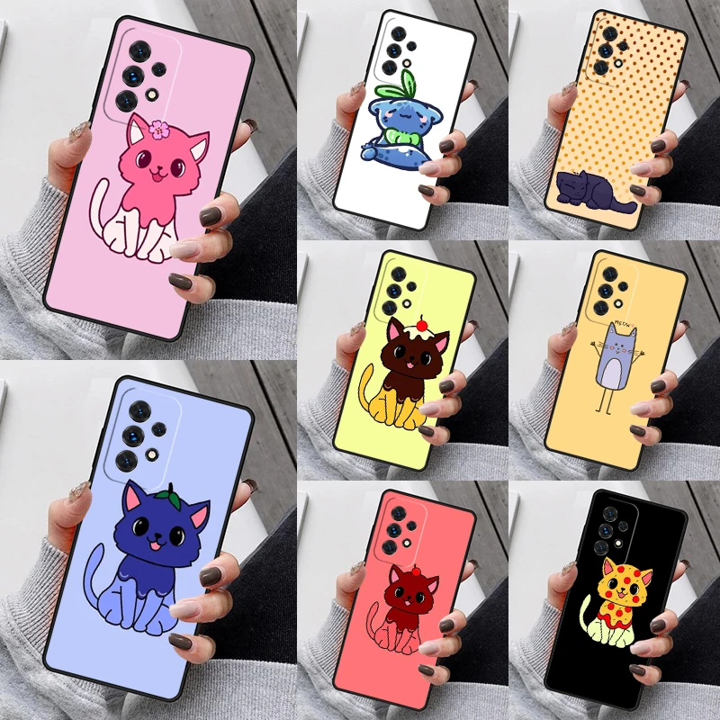 Cute Kawaii Blueberry Cat Puzdro pre Samsung Galaxy S23 S21 S20 Fe S24 S22 Ultra Note20 S10 S9 S8 Plus A40 A52 A12 A13 A53