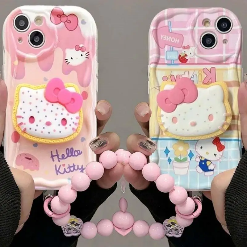 Cute Pink Hello Kitty Holder Pase Pase pre Oppo Reno 11 5G 11f 8 11 12 Pro 12f 8T A58 A78 A79 A98 5G Reno 7 4G 5 6 Lite A38 A18