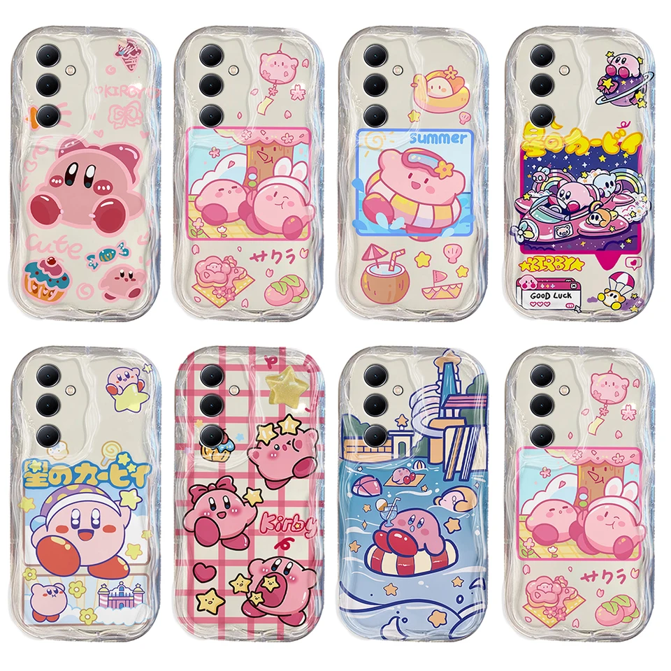 Cute Pink Star 3D Wave puzdro pre Samsung A73 A72 A71 A55 A54 A53 A35 A34 A33 A25 A24 A23 A15 A14 A13 A05 A04 4G 5G K-Kirbys Cover Cover Cover