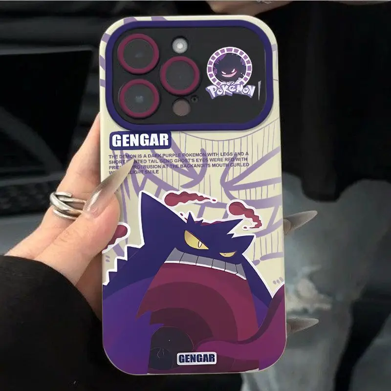 Cute Pokemon Gengar Anime Gradient Puzdro pre iPhone 16 15 14 13 12 11 8 7 6 Pro Max Plus xs xr tvrdý nárazový vodný kryt