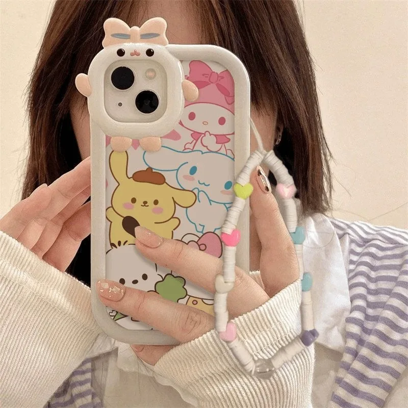 Cute Sanrios Hellokitty Bow-uzlové príšerné puzdro pre Samsung A73 A54 A53 A52 A51 A34 A33 A32 A31 A23 A21S A13 A12 A04 4G 5G S20 S23