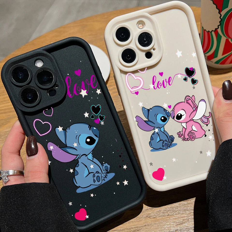 Cute Stitch Angel Lovers Telefón pre prípad Oppo A60 A3X A98 A78 A58 A38 A57 A76 A17 A94 A74 A55 A54 A79 4G 5G Soft
