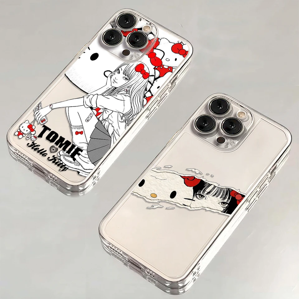 Cute Tomie Kawakamis Hello Kitty Clear Case pre Samsung A73 A72 A71 A55 A52 A51 A50 A35 A33 A32 A31 A31 A30 A24 A23 A22 A22 A13 5G Cover