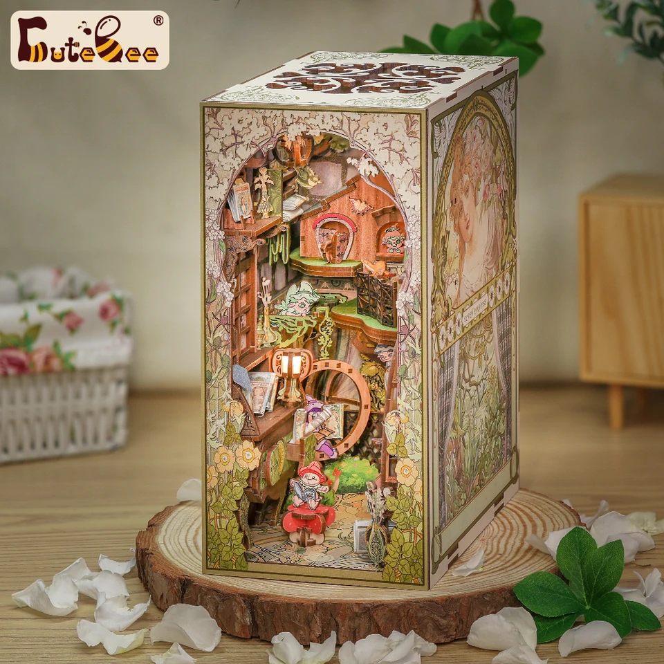 Cutebee Book Nook Kit Miniature pre domácich majstrov Dollouh dotyk s nábytkovým modelom pre domácich majstrov (Elven Paradise）