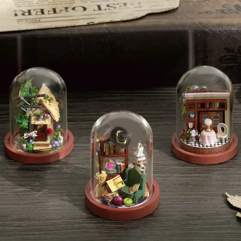 Cutebee Diy Dollouse Drevená bábika domy Miniatúrny bábikový nábytok Hračky pre deti Nový rok vianočný darček Casa