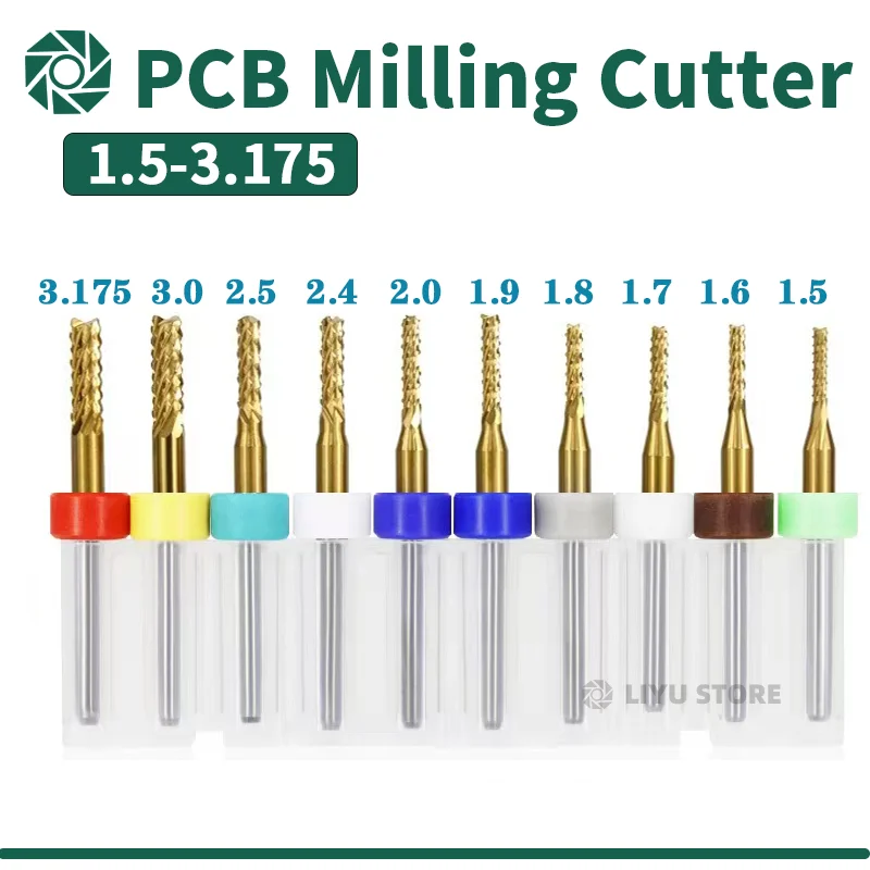 Cutter s mlynou DPS 0,6-1,5 mm koncové mlyny BITS 3,175 mm stopka Crude Curs Fletter Cutter pre dosku obvodov